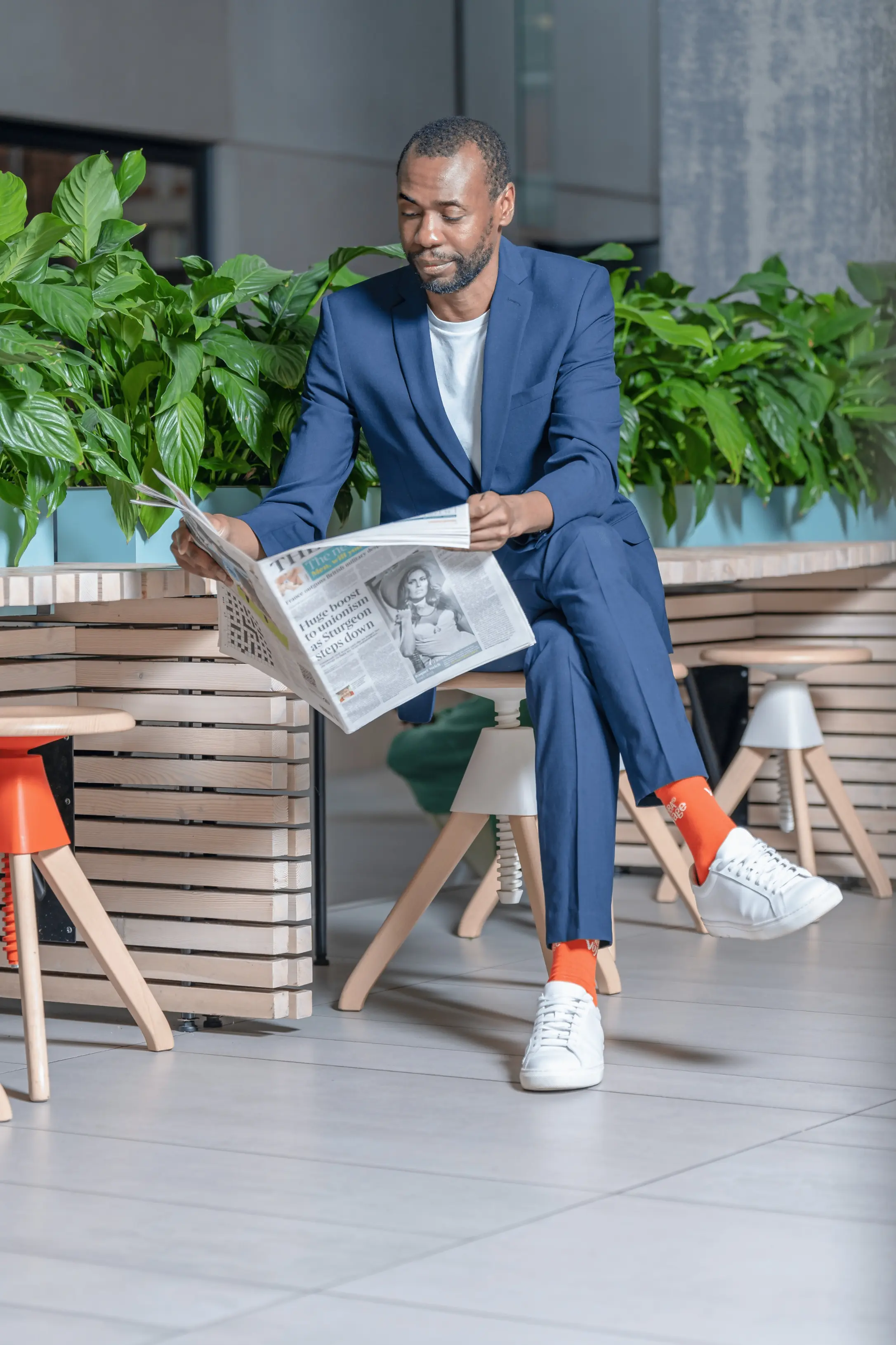 Man reading newspaper